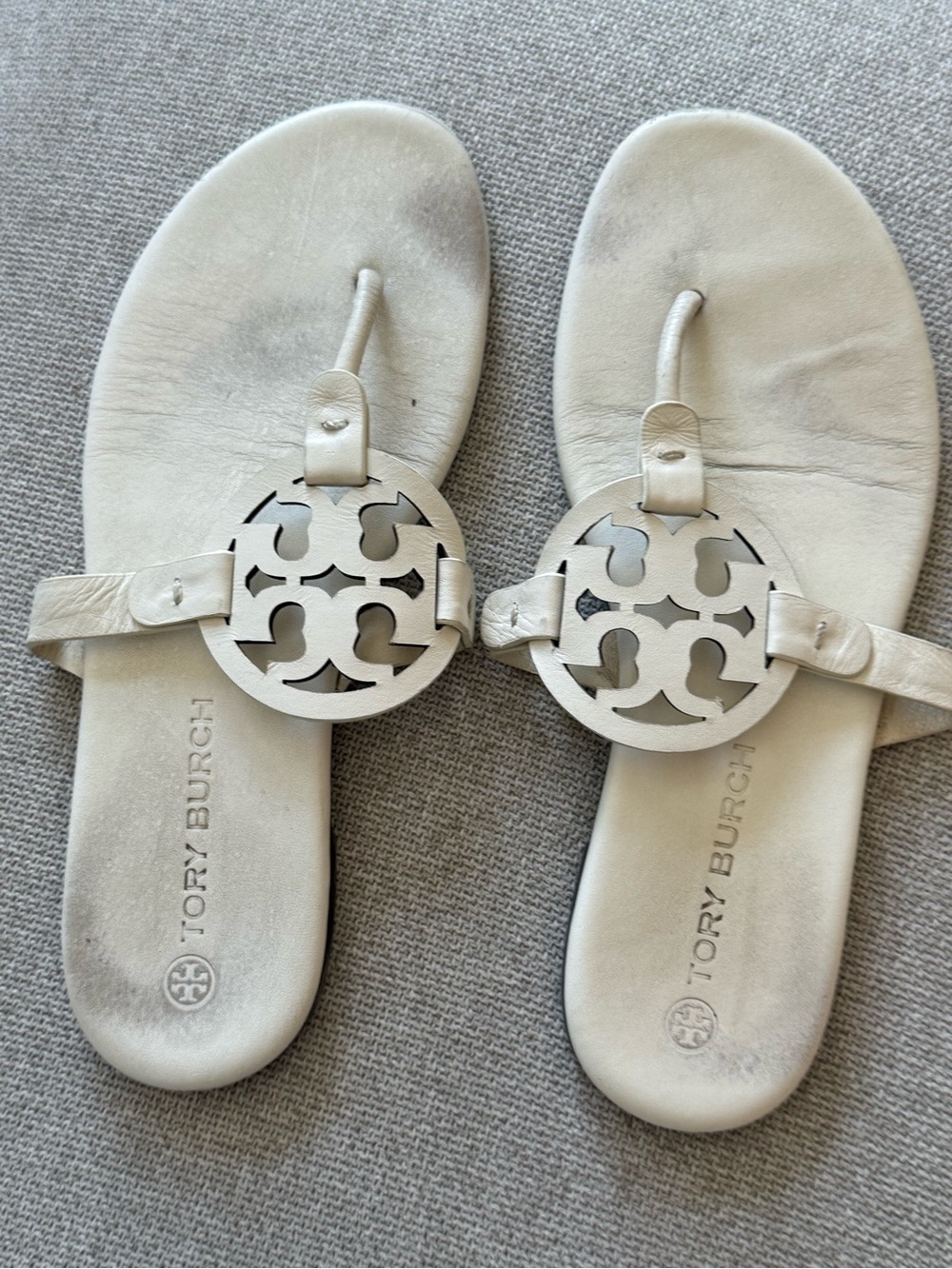 White Tory Burch Miller Sandals